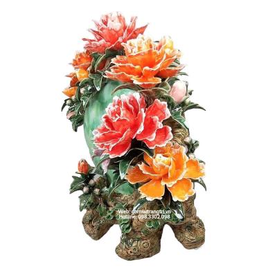 TƯỢNG SỨ HOA MẪU ĐƠN - ĐỒNG ĐIỂU XANH NGỌC